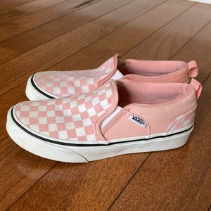 VANS Pink Checkerboard Asher Slip-on Skater Shoe Sneaker - 2Y